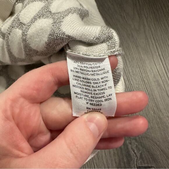 Halogen x Atlantic Specific White & Silver Glitter Long Sleeve Sweater Size M - Picture 7 of 10